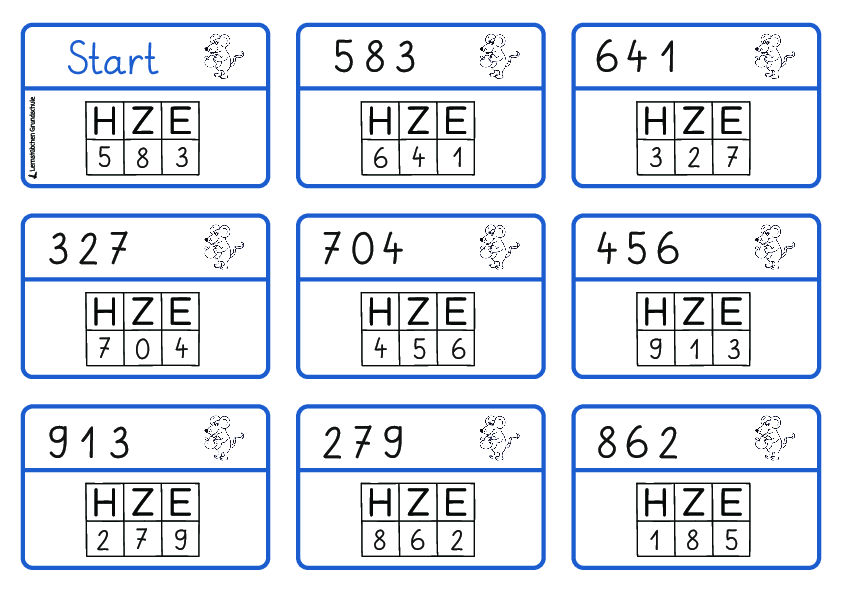 Zahlenlesespiel, Grundschule (.pdf)